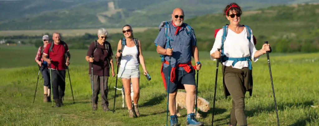 Group of walkers in the countryside