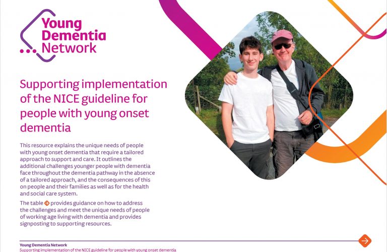 Supporting implementation of the NICE guideline for people with young onset dementia cover with border